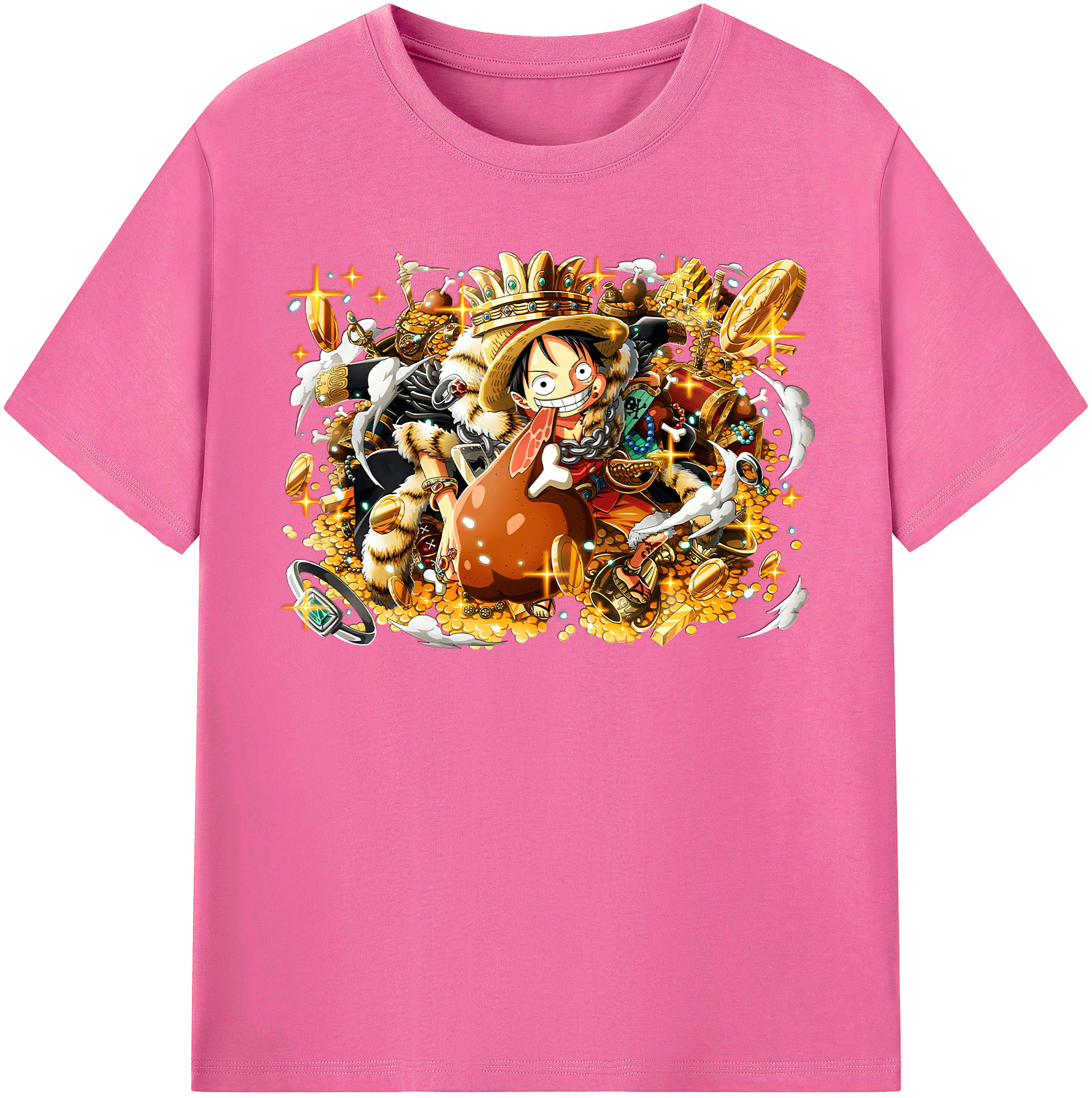 ワンピース モンキー・D・ルフィ ONE PIECE Monkey D. Luffy レディースカジュアルプリントTシャツ（綿100％）